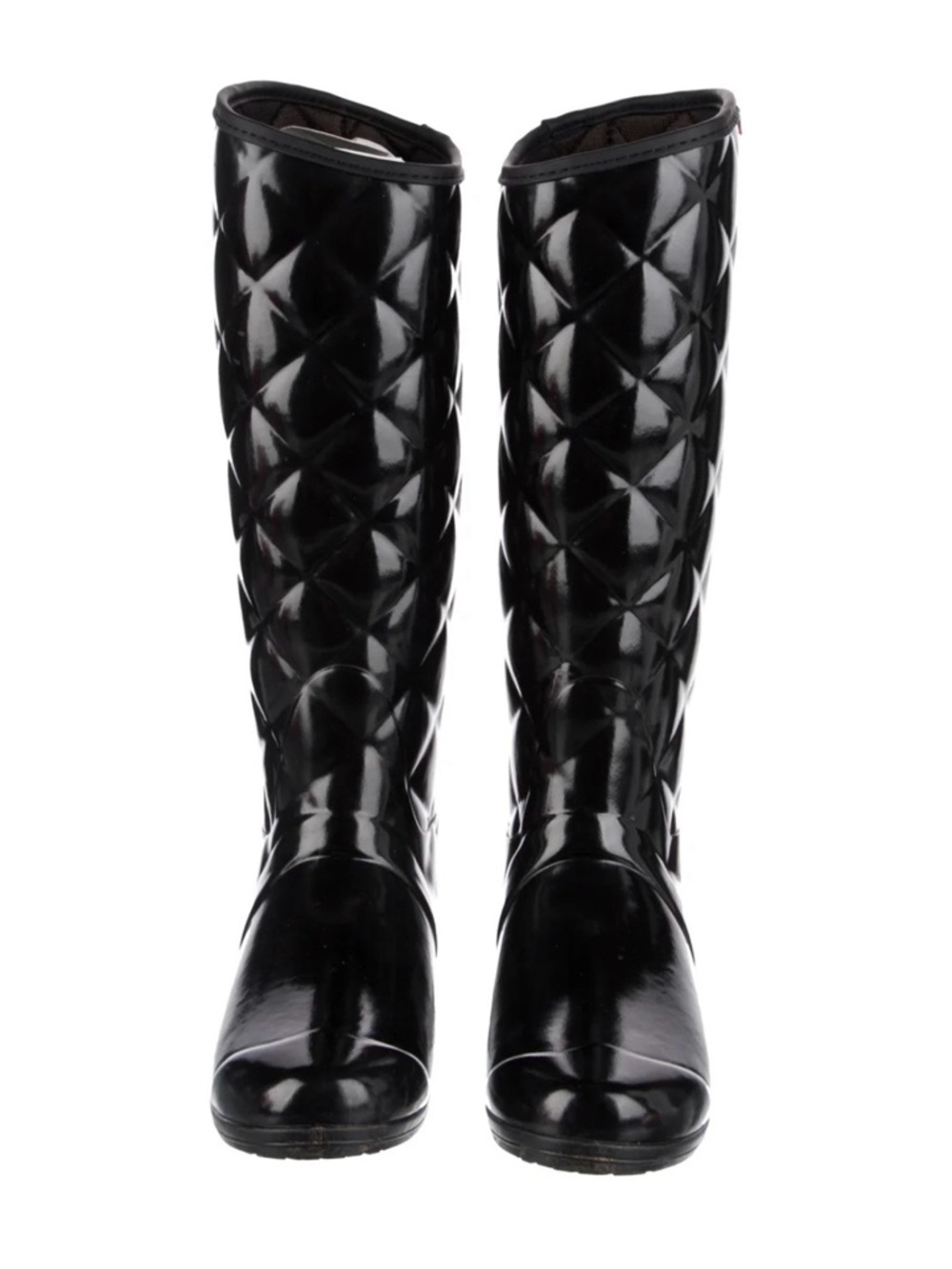 Hunter Regent Savoy Quilted Gloss Black Tall Women's Rain Boot - Picture 2 of 11